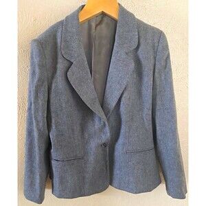 Laura Gayle Vintage Wool Blazer Womens 14 Gray USA Made Tailored Career Jacket
